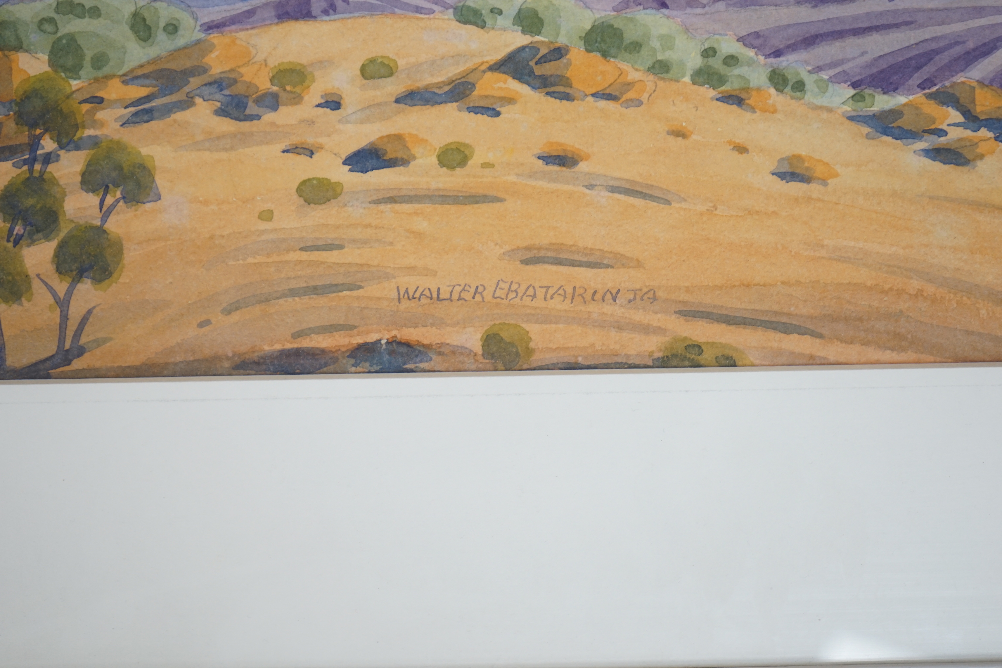 Walter Ebatarinja (Australian, 1915-1968) Aboriginal watercolour, Hernannsburg near Finke river, signed, 26 x 35cm